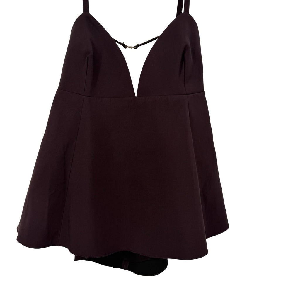 Mango MNG Selection Brown Deep V-Neck Peplum Camisole NWT Size L‎ Contemporary